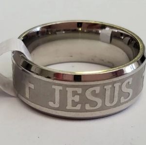 Stainless steel Jesus Cross faith ring size 6.5, 8, 12 available